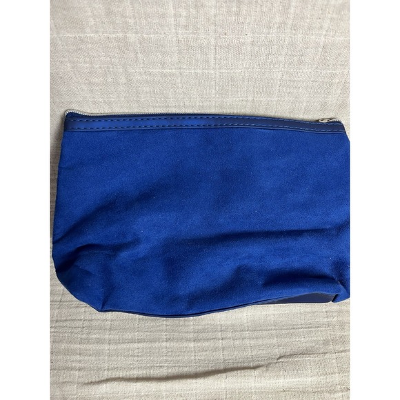 Lancome "CELEBRATING 80th YR" Blue/Faux Suede Cosmetic Bag {ZIPPER CLASP HEART}‎ - Picture 2 of 2